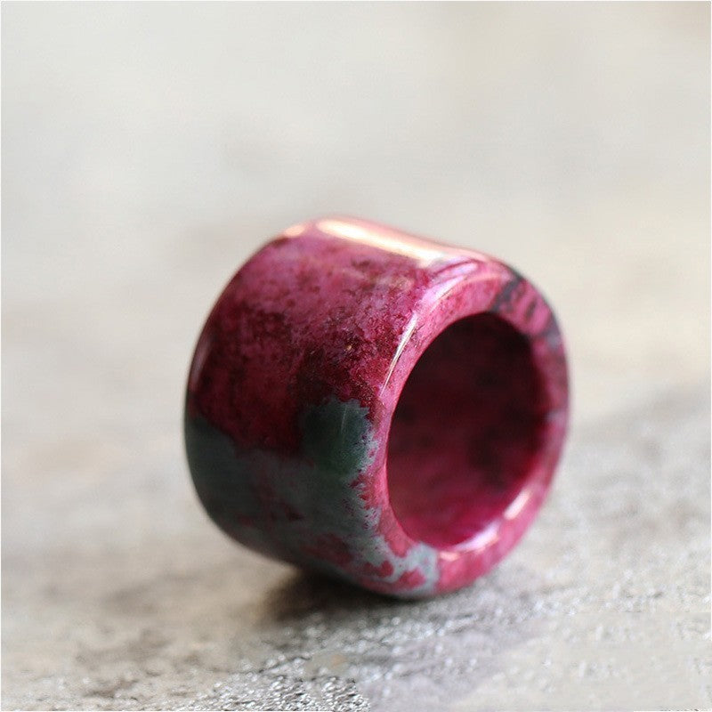 Men and Women Plum Blossom Jade Crafts Large Thumb Ring