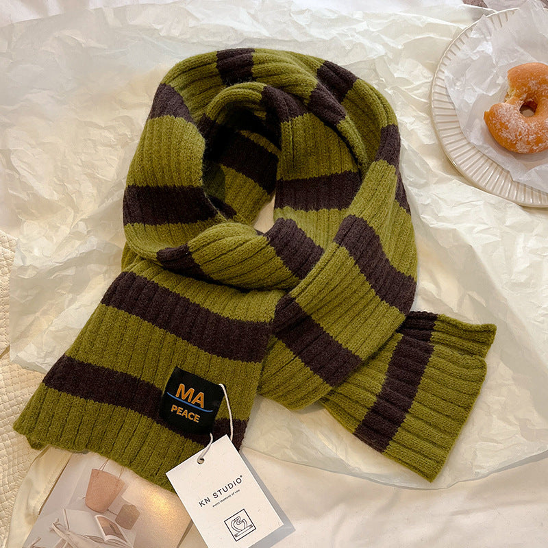 Knitted Wool Striped Scarf