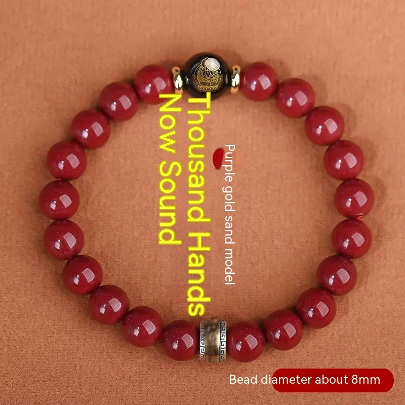 Cinnabar Bracelet Men's Purple Gold Sand Benming Buddha Bracelet