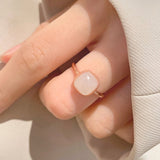 Women's Vintage Versatile Hetian Jade Sugar Square Ring