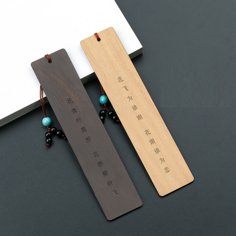 Colorful Chinese Painting Flower Golden Rosewood Bookmarks-2