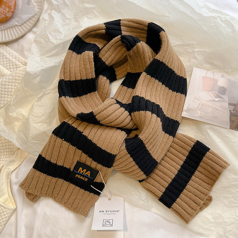 Knitted Wool Striped Scarf