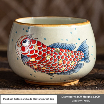 Chinese Style Koi Pattern Ceramic Home Master Teacups-7