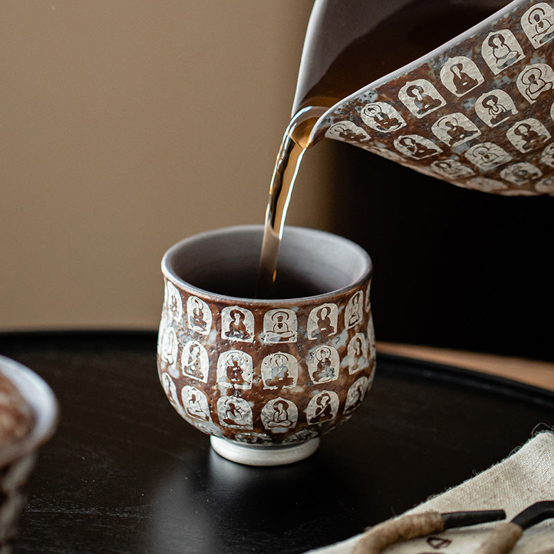 Dunhuang Ten Thousand Buddhas Gilt-Silver Rough Ceramic Teacup-4