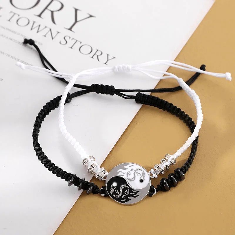 Chinese Style Retro Hand rope Tai Chi Double Dragon Bracelet-6