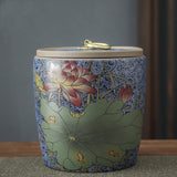 Green Tea Ceramic Tea Caddy Large Airtight Pot Four Seasons Storage Tank