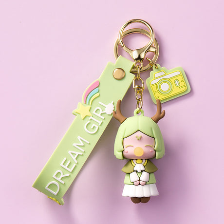 Cartoon Epoxy Jungle Girl Keychain Bag Pendant