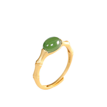 Women's Fashion Simple Hetian Jasper Bamboo Ring