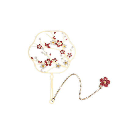 Classical Butterfly Love Flower Fan-shaped Metal Bookmark-5