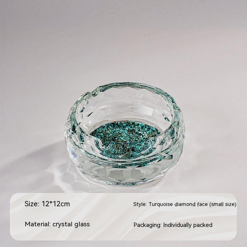 High-grade Turquoise Crystal Glass Ashtray