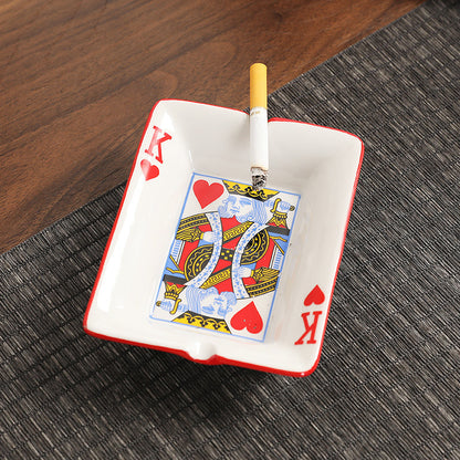 Home Poker Style Ceramic Featured Ashtray Office Living Room Featured Ornaments