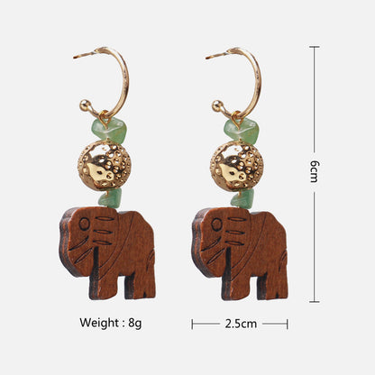 Fashion Creative Elephant Earrings Wood Earrings