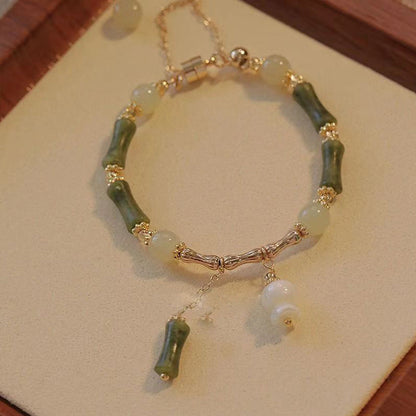 New Chinese Vintage Green Bamboo Sections Women's Bracelet-3