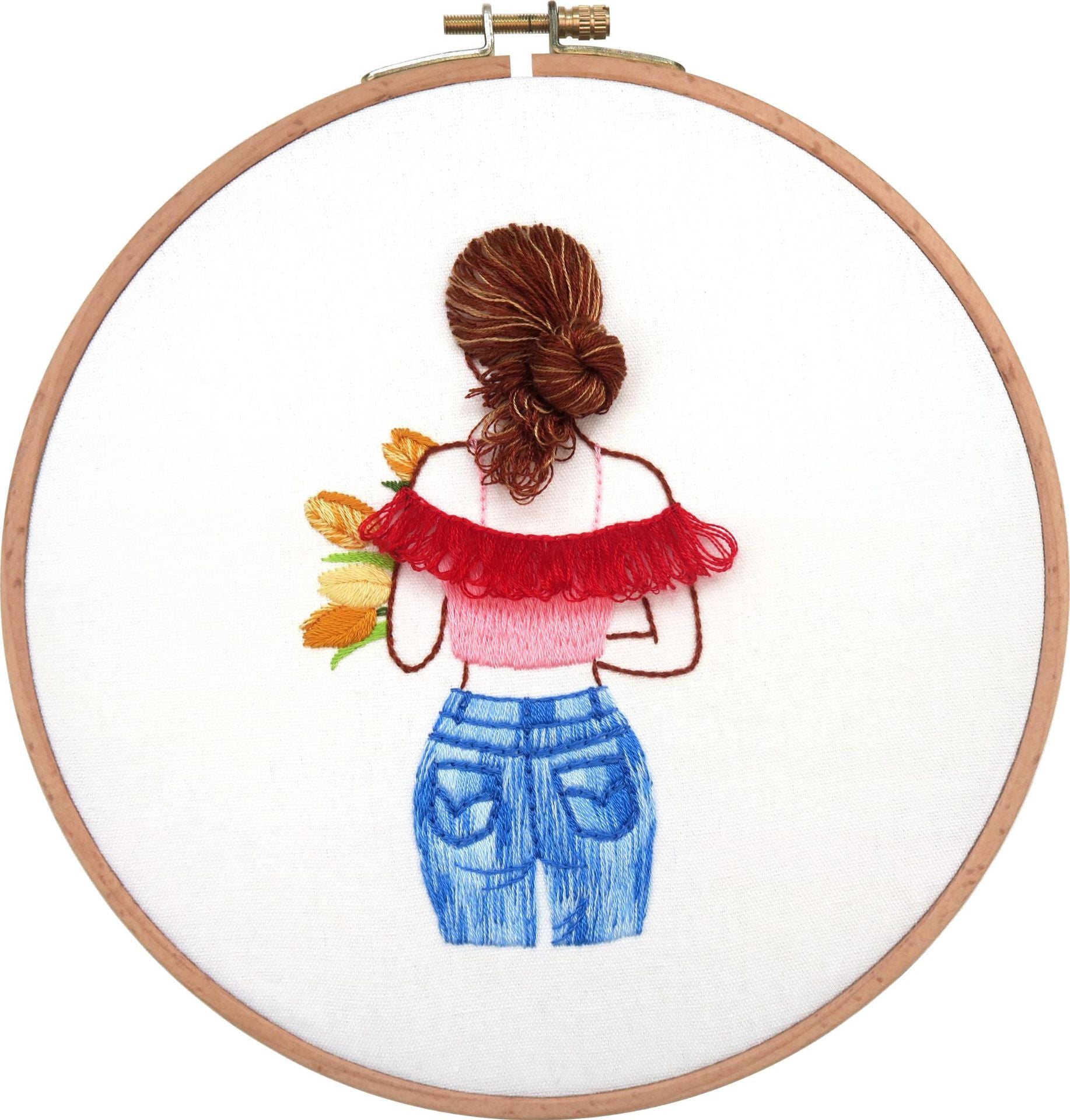 Flower Girl 3D Embroidery Material Package Hanging Painting Decoration-4