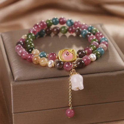 New Chinese Style Natural Color Tourmaline Multi-Layer Bracelet-2