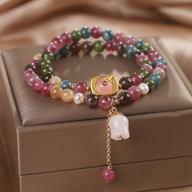 New Chinese Style Natural Color Tourmaline Multi-Layer Bracelet-2