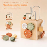 Bead-stringing Toys Shape Matching Five-in-one Toy Wooden Busy Box
