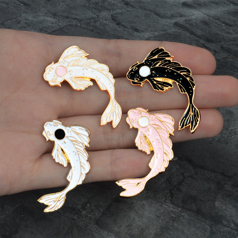 Good Luck Koi Alloy Brooch Four Color Oil Drip Clothing Accessories