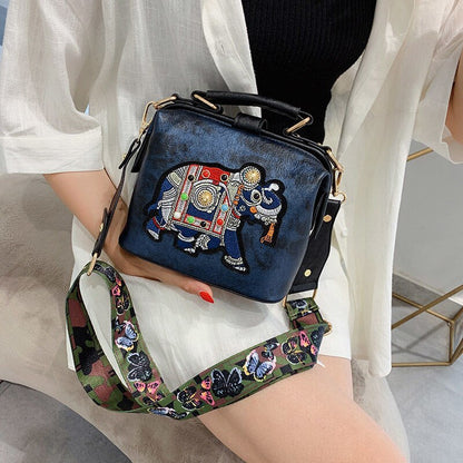 Ethnic Style Elephant Embroidery Women Shoulder Bag-1