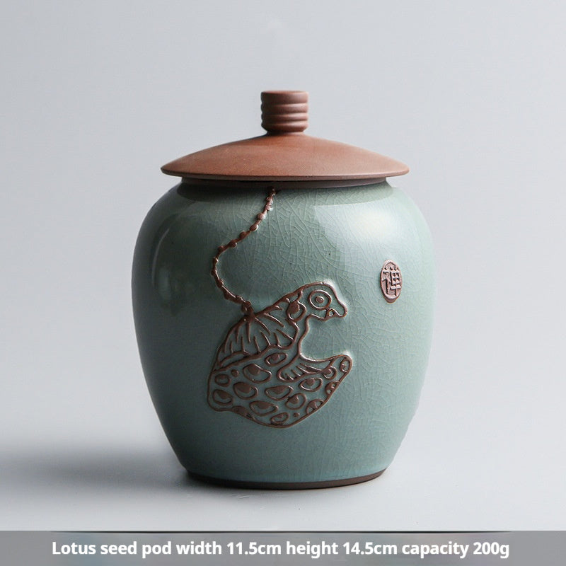 Large Stoneware Storage Tank Celadon Household Tea Caddy