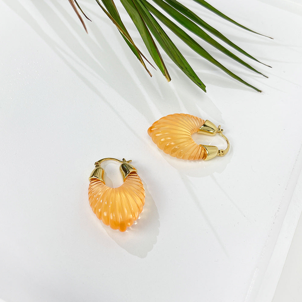 Hong Kong Style Female Earrings Exaggerated Amber Earrings