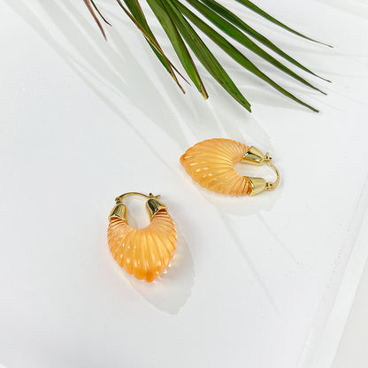 Hong Kong Style Female Earrings Exaggerated Amber Earrings