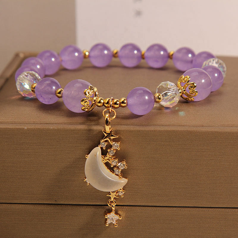 Chinese Style Amethyst Beaded Bracelet For Women