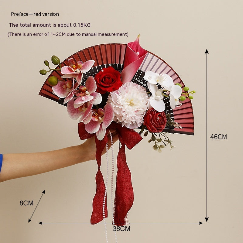 Chinese Style Creative Wedding Bouquet Bridal Bouquet Folding Fan-6