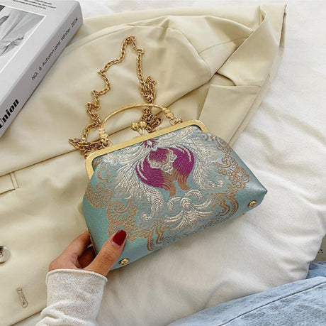 Retro Auspicious Cloud Pattern Hand Embroidered Shoulder Bag-5