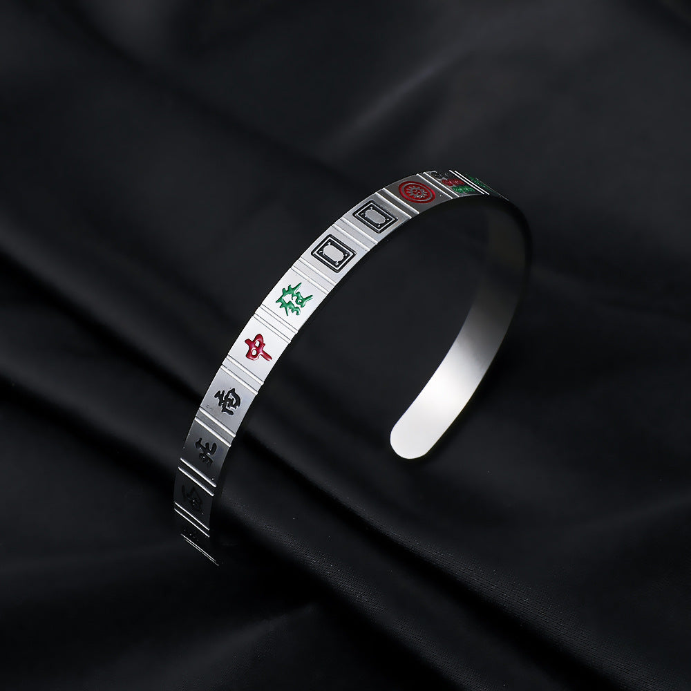 Titanstahl Unicolor Mahjong Armband Chinesischer Stil kreativ