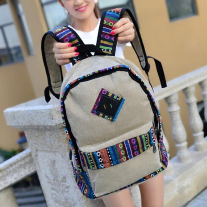 Ethnic style backpack female