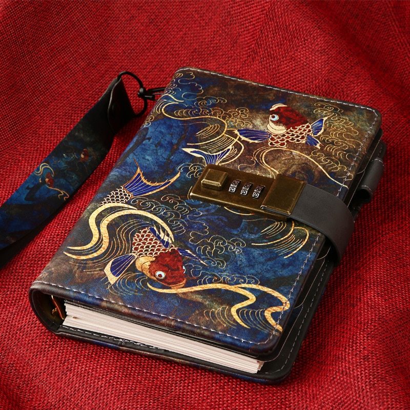 Chinese Style Locked Koi Crane Jinhuasheng Paper Notebook-4