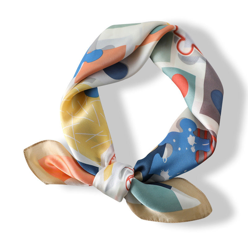 Colorful Puzzle Colorful Scarf Artificial Silk