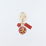 Joyful Red Chinese Loong Lucky Words Keychain-11