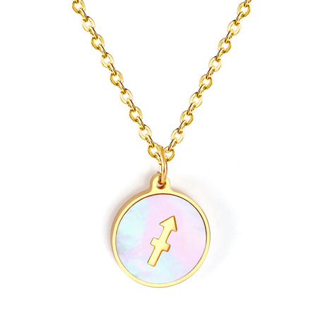 Minimalist White Shell Zodiac Necklace Adjustable Pendant-24
