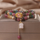 New Chinese Style Natural Color Tourmaline Multi-Layer Bracelet-4