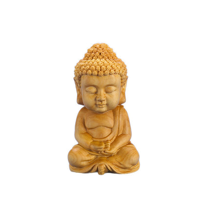 Natural Color Boxwood Buddha Car Decoration