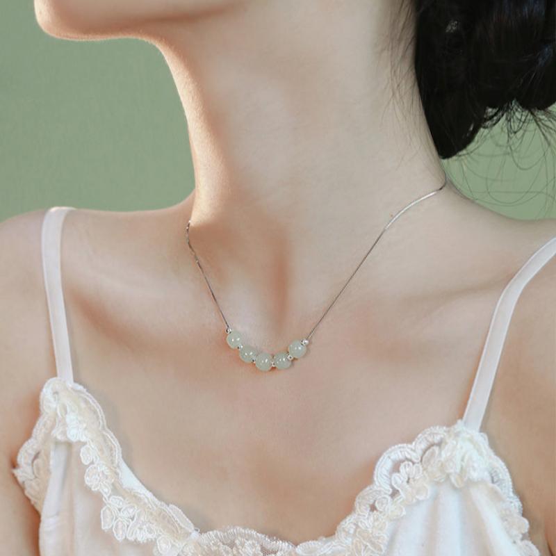 Women's Light Luxury Niche Sterling Silver Hetian Jade Necklace