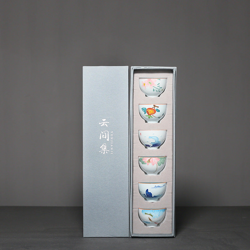 Hand-painted Flower Kung Fu Tea Set Ceramic Household Tea Cup Gift Box