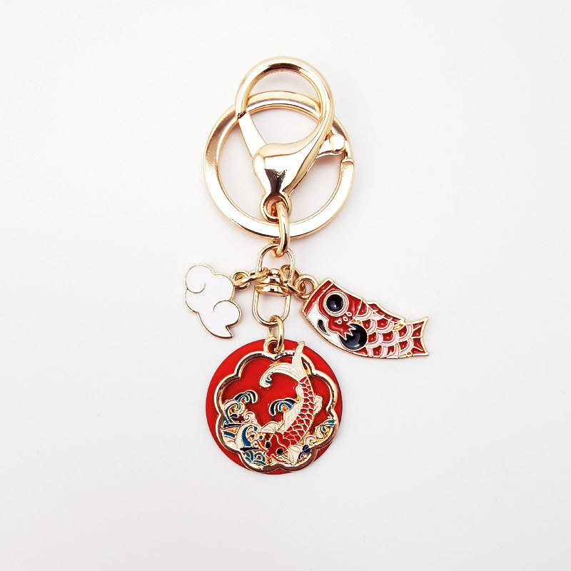 Chinese Style Good Luck Koi Fairy Deer Cloud Keychain-4