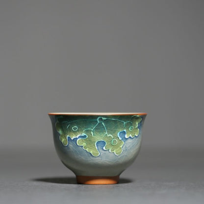 Chinese Underglaze Porcelain Hand Painted Ice Crack Teacup-6