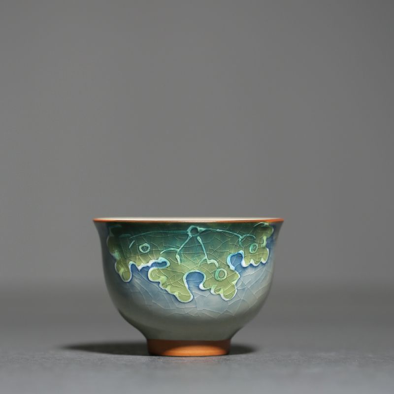 Chinese Underglaze Porcelain Hand Painted Ice Crack Teacup-6