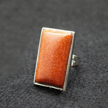Personality Rectangular Jade Jewelry Gem Ring