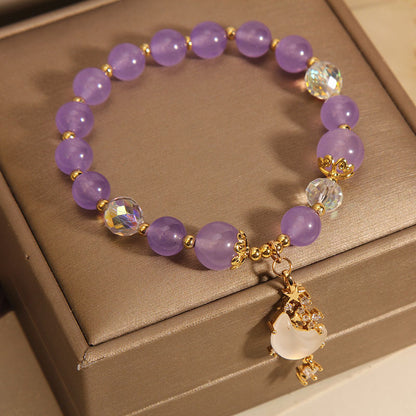 Chinese Style Amethyst Beaded Bracelet For Women