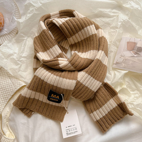 Knitted Wool Striped Scarf