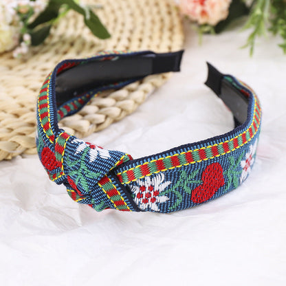 Rustic Style Floral Pattern Embroidered Hair Bands-7