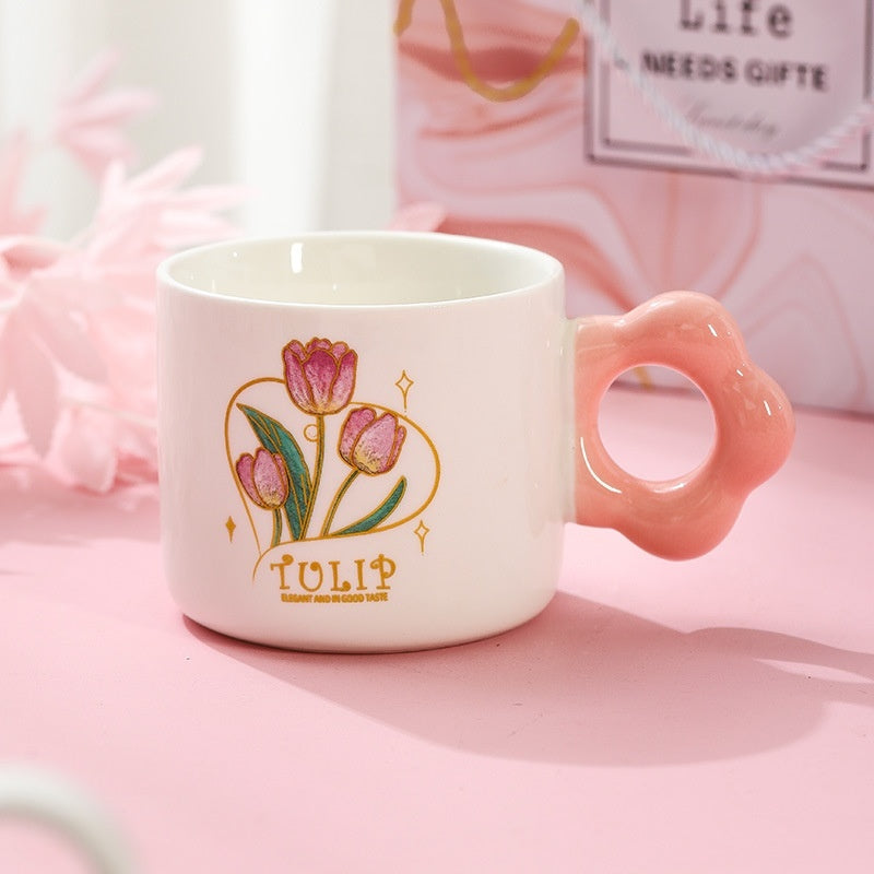 Birthday Tuilp Glass Ceramic Cup Gift