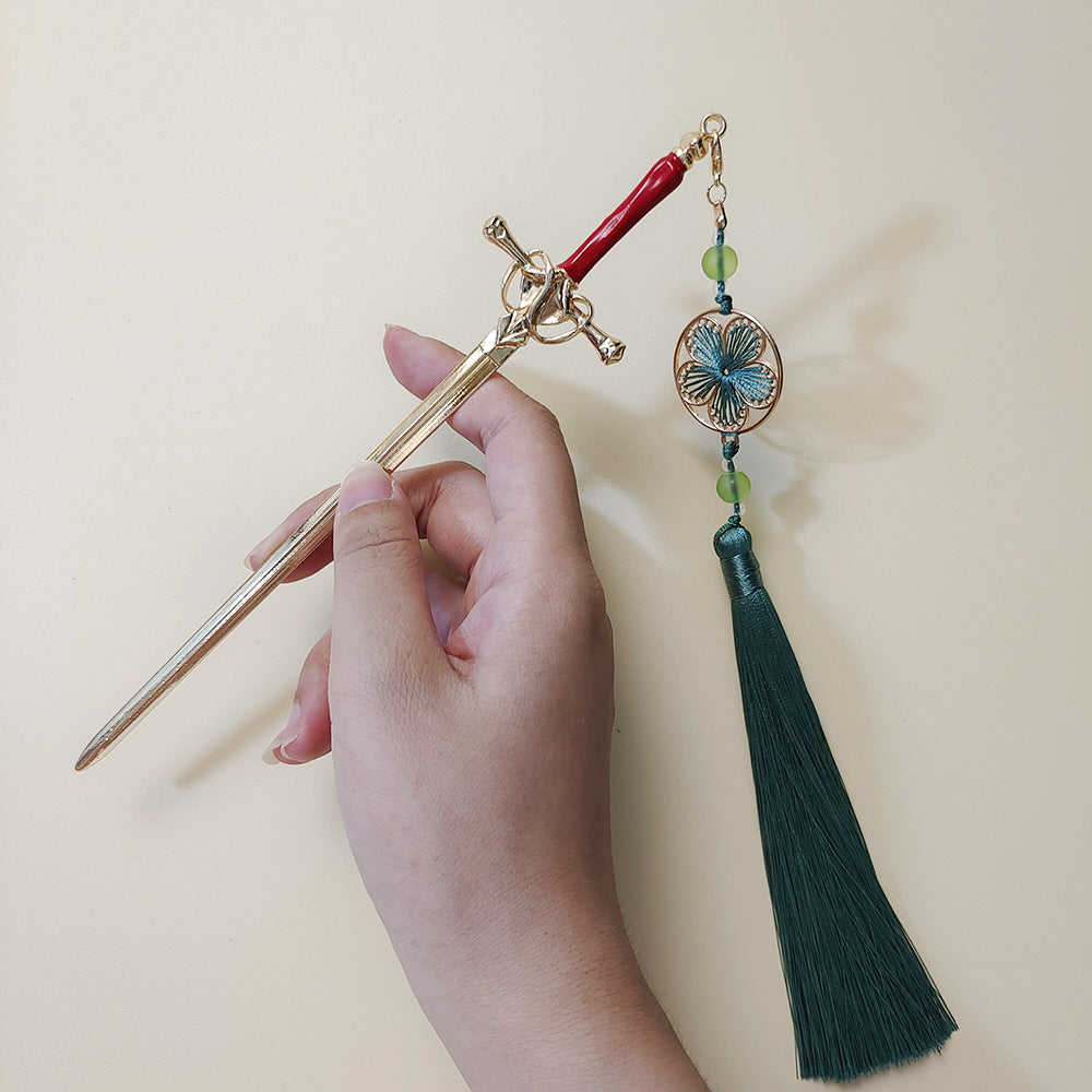 Sword Hairpin Tassel Hairpin Updo Chinese Ancient Style Clothing Accessories Modeling Headdress Hairpin