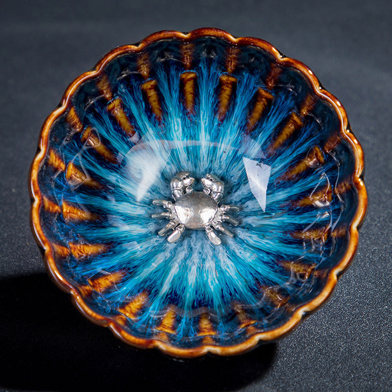 Jianzhan Teetasse Jianyang Tianmu Glaze Eingelegtes Silberöl tropfende Teeschale