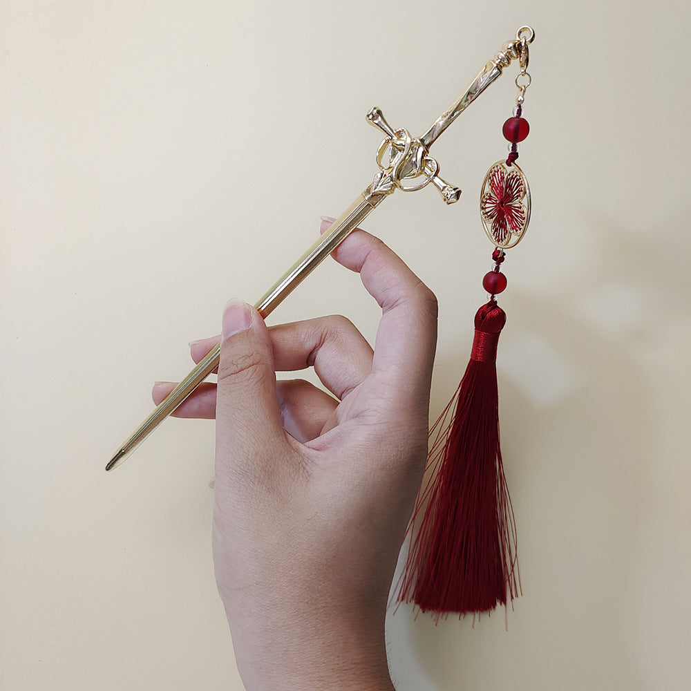 Sword Hairpin Tassel Hairpin Updo Chinese Ancient Style Clothing Accessories Modeling Headdress Hairpin